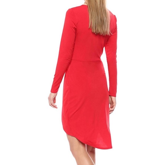 BCBGeneration Red Surplice Knot Dress | size medium - Picture 2 of 13